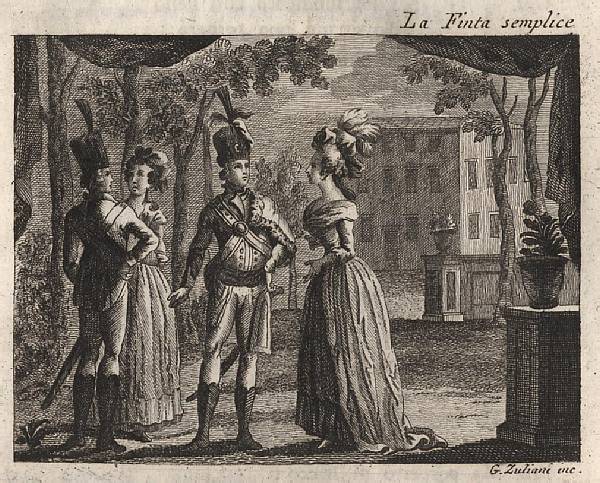 Giuliano Zuliani, illustrazione della Finta semplice (I.1), in Carlo Goldoni, Opere teatrali, Venezia